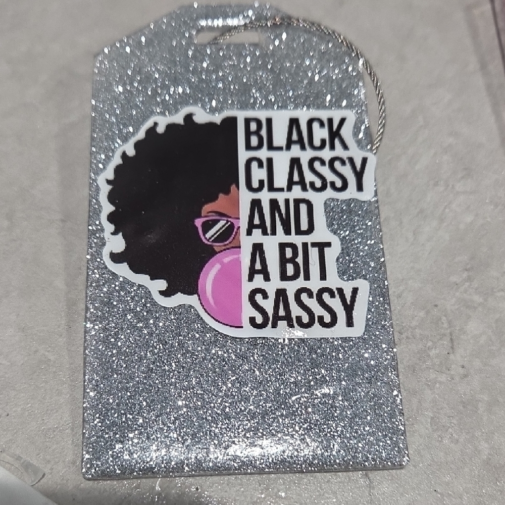 🧳🎀Glittery Silver Luggage/Backpack Tag